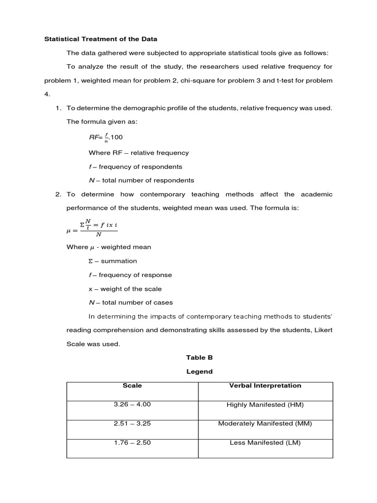 Statistical Treatment of The Data | PDF