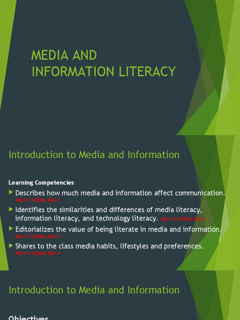 Media and Information Literacy Overview | PDF | Information Literacy ...