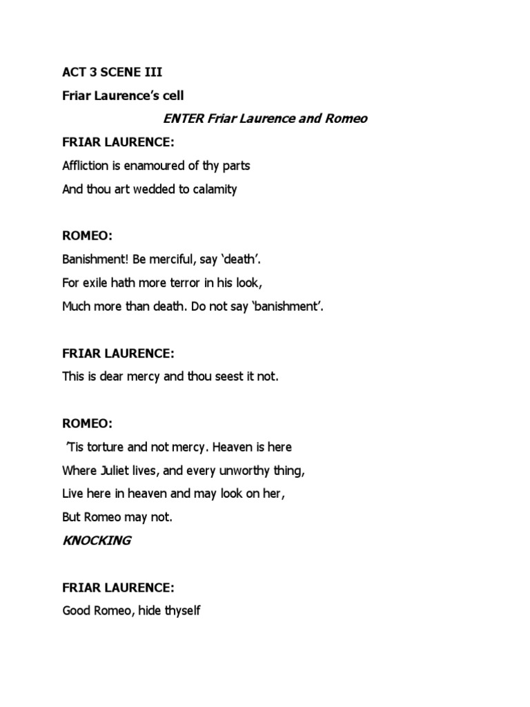 Romeo and Juliet Scene 3-5 Script | PDF | Characters In Romeo And ...