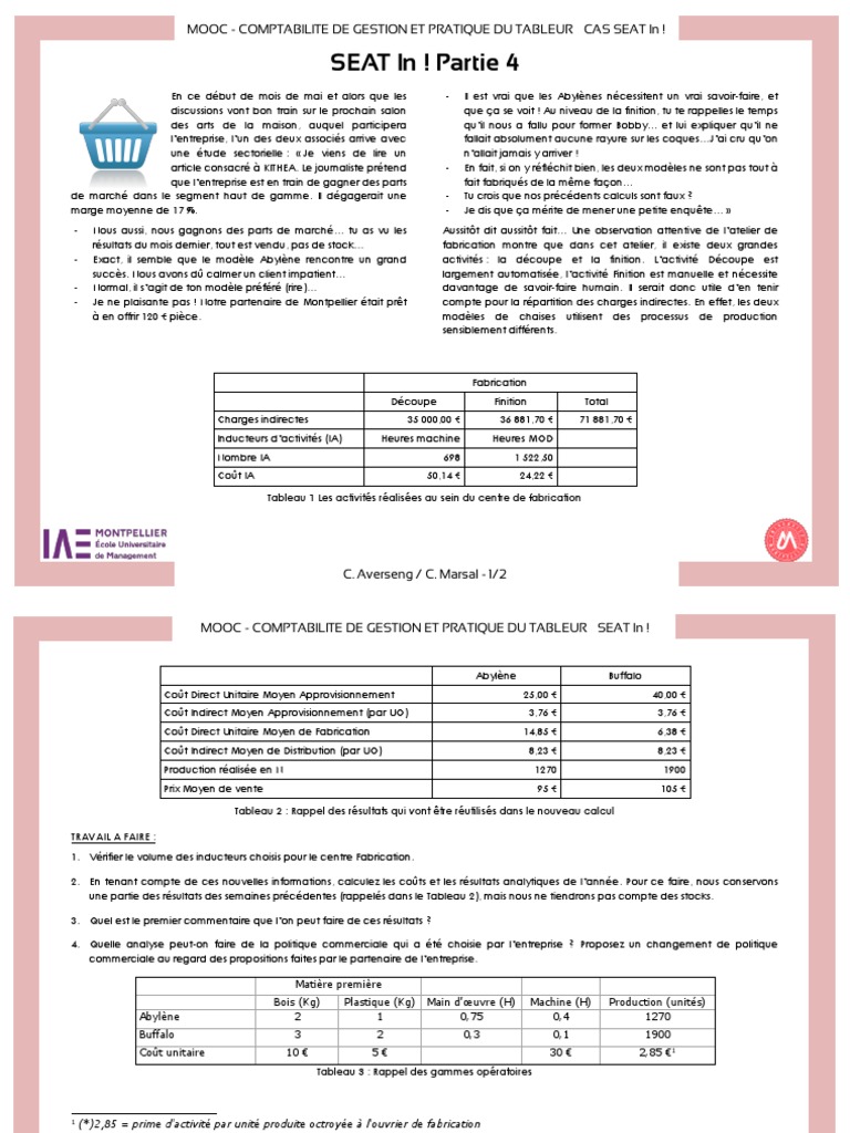 Mooc Comptabilité De Gestion Et Pratique Du Tableur E - Seat in-Partie4V4 | PDF | Business