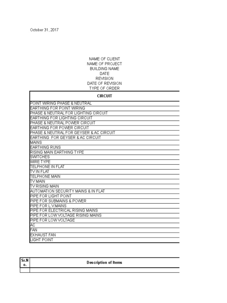 House Wiring Point Rate Calculation | PDF | Electrical Wiring | Mains ...