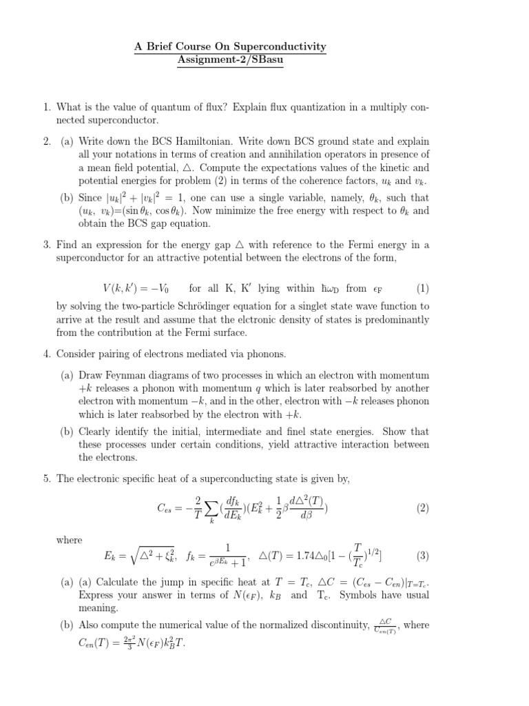 Assignment 2 Pdf Superconductivity Electron