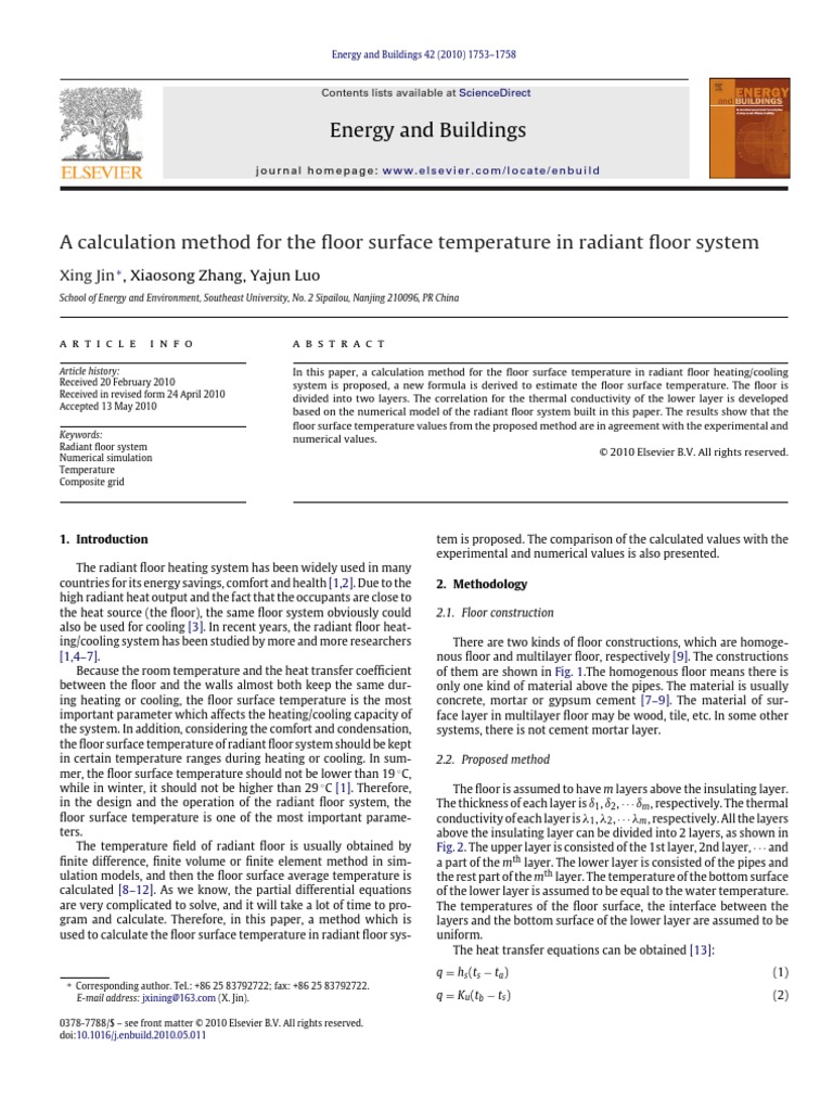 Floor Heating Calculation PDF Heat Transfer Thermal Insulation