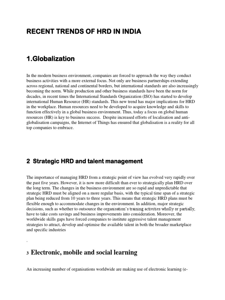Recent HRD Trends in India | PDF | Educational Technology | Human Resources