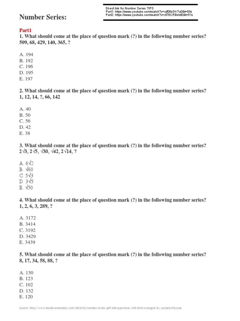 Number Series - Lyn PDF | PDF | Teaching Methods & Materials ...