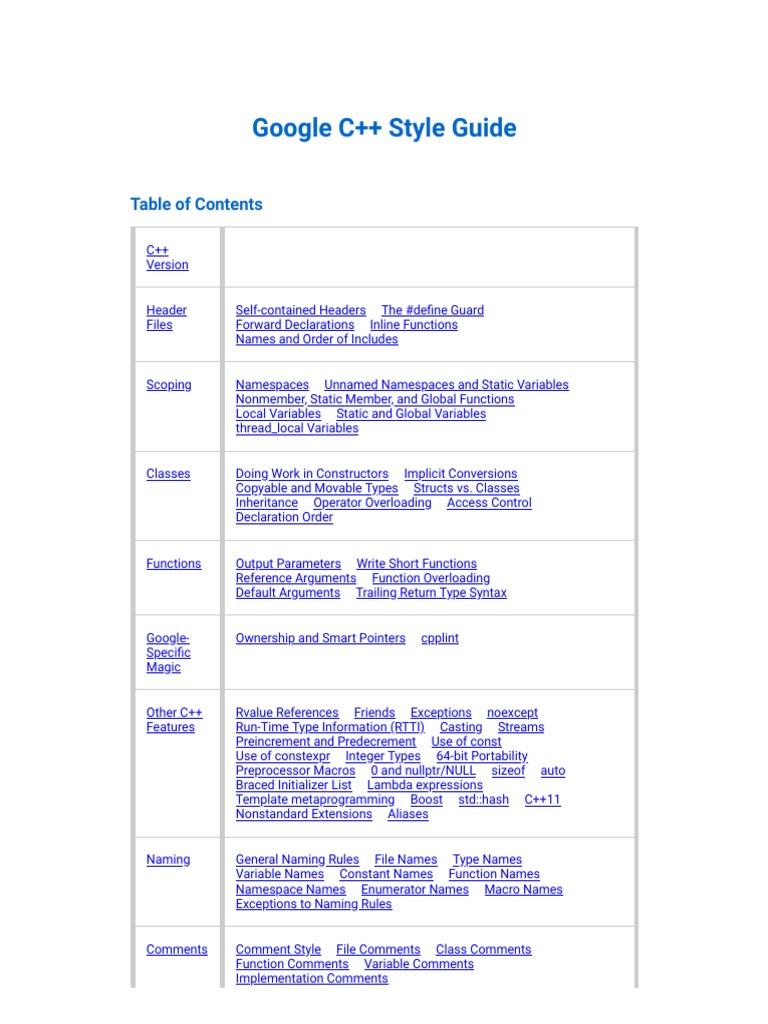 Google C++ Style Guide PDF Constructor (Object Oriented Programming) Programming