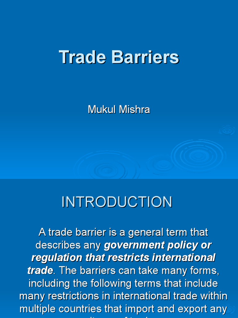 Tariff & NonTariff Barriers PDF Non Tariff Barriers To Trade