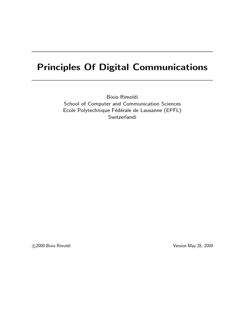 Principles of Digital Communication PDF Random Variable Filter