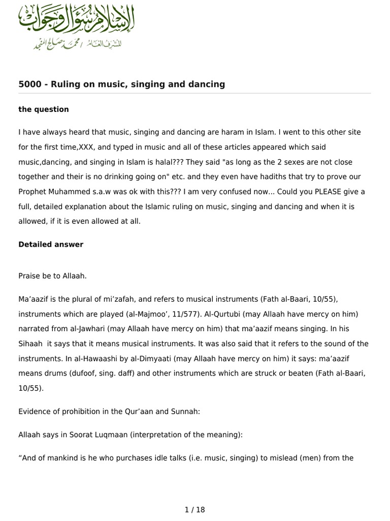 Answer 5000.. Music by IslamQA PDF PDF Hadith Prophets And