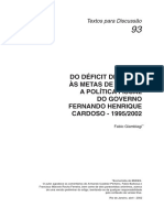 Do Déficit de Metas Às Metas de Déficit A Política Fiscal Do Governo Fernando Henrique Cardoso 1995-2002 - P PDF