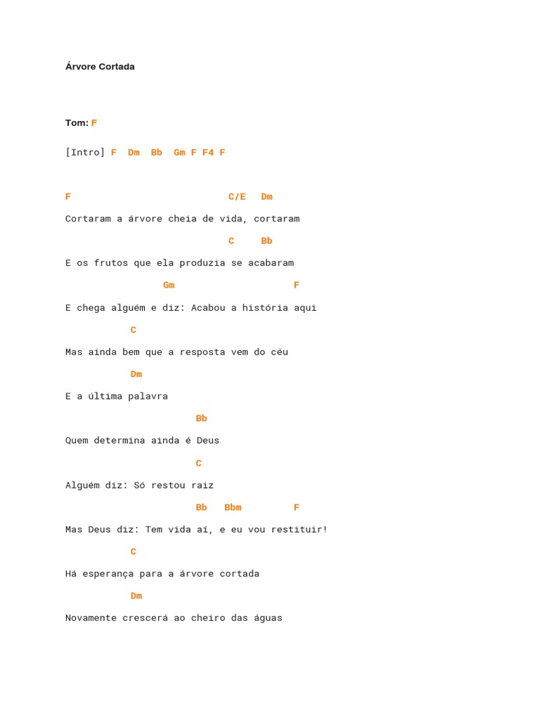 Cifra Arvore Cortada Pdf