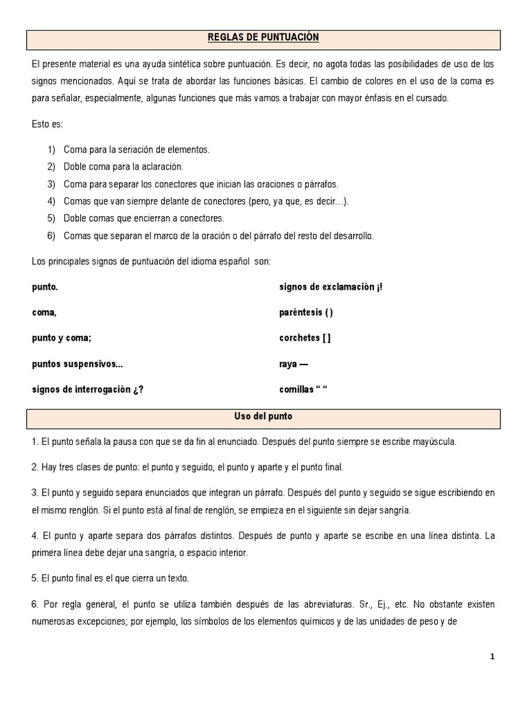 Guía Básica de Puntuación | PDF | Coma | Soporte