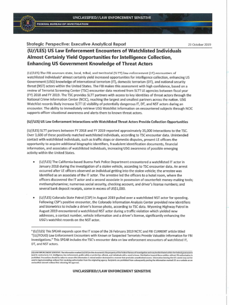 FBI Watchlist PDF