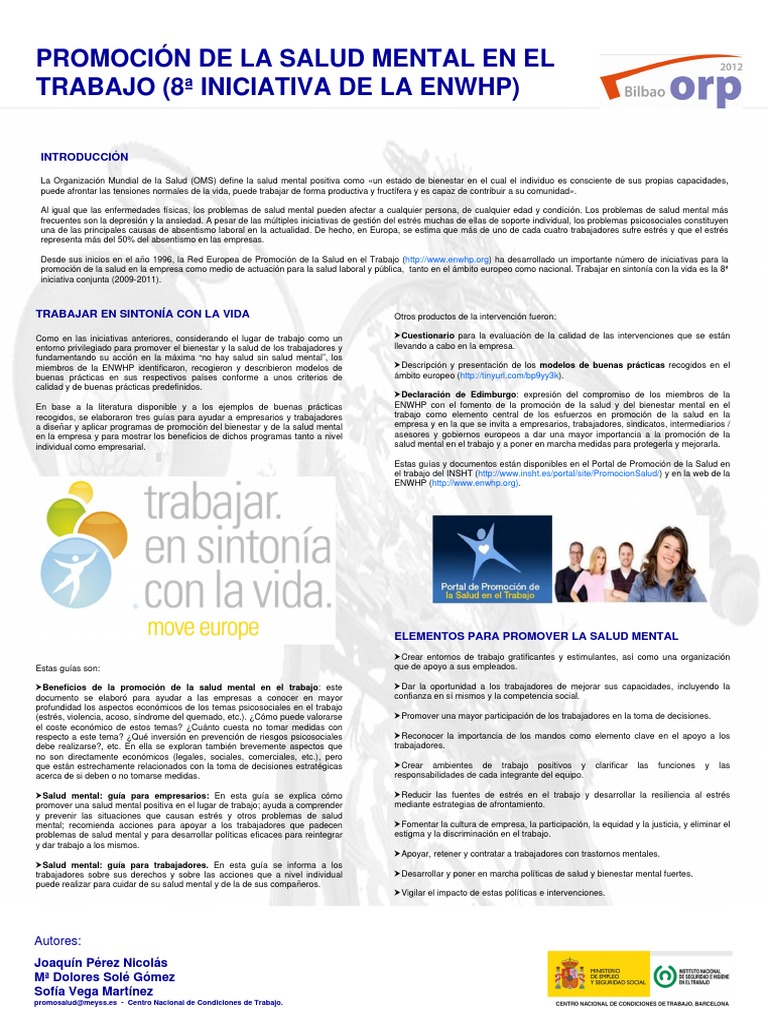 Salud Mental en El Trabajo | PDF | Salud mental | Estrés (biología)