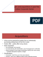 Trends in Mergers and Acquisitions in Past Five Years in Indian Corporate Sector