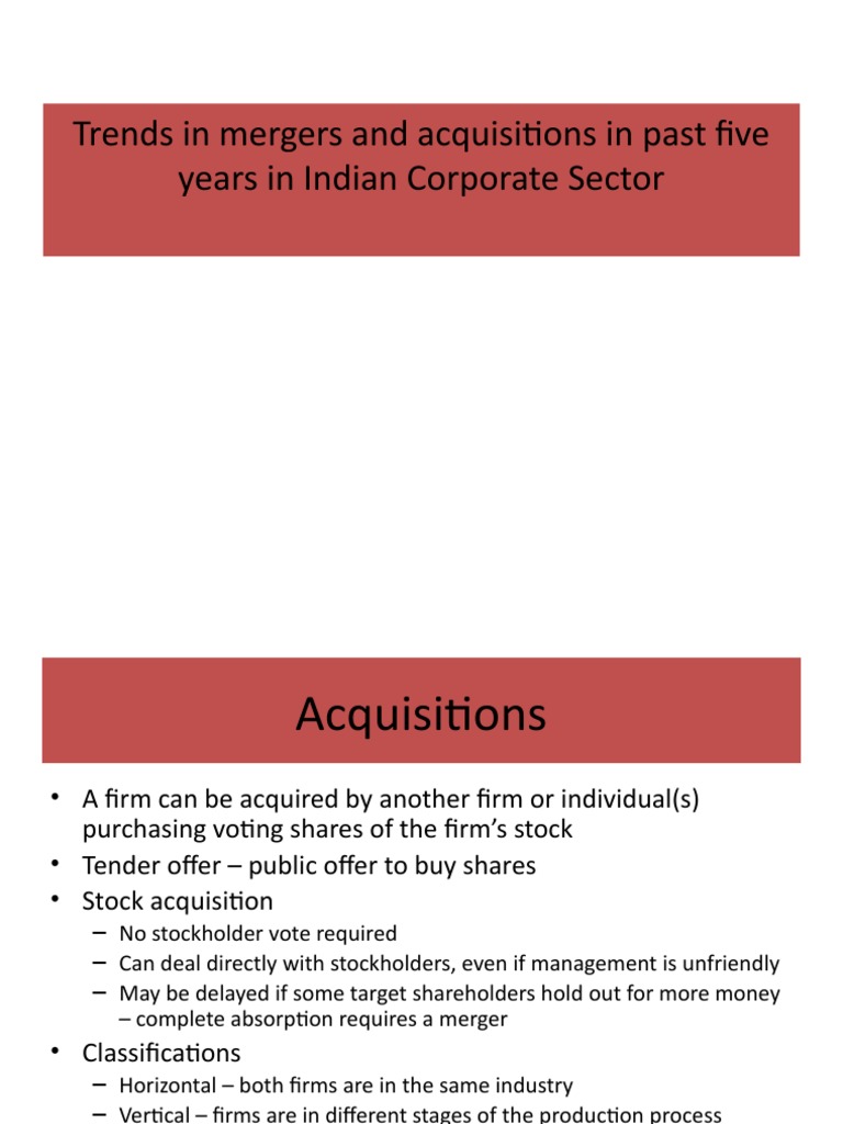 Trends in Mergers and Acquisitions in Past Five Years in Indian ...