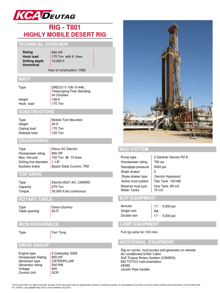 T 801 | PDF | Drilling Rig | Horsepower
