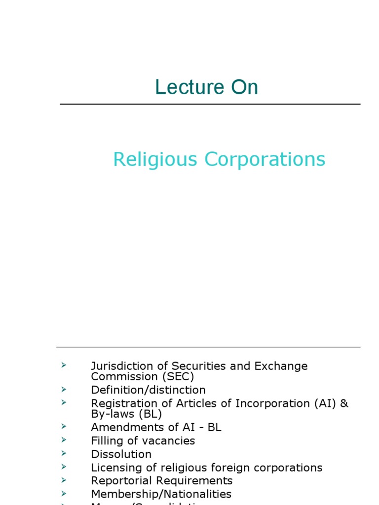 Registering Religious Corporations in the Philippines | PDF ...