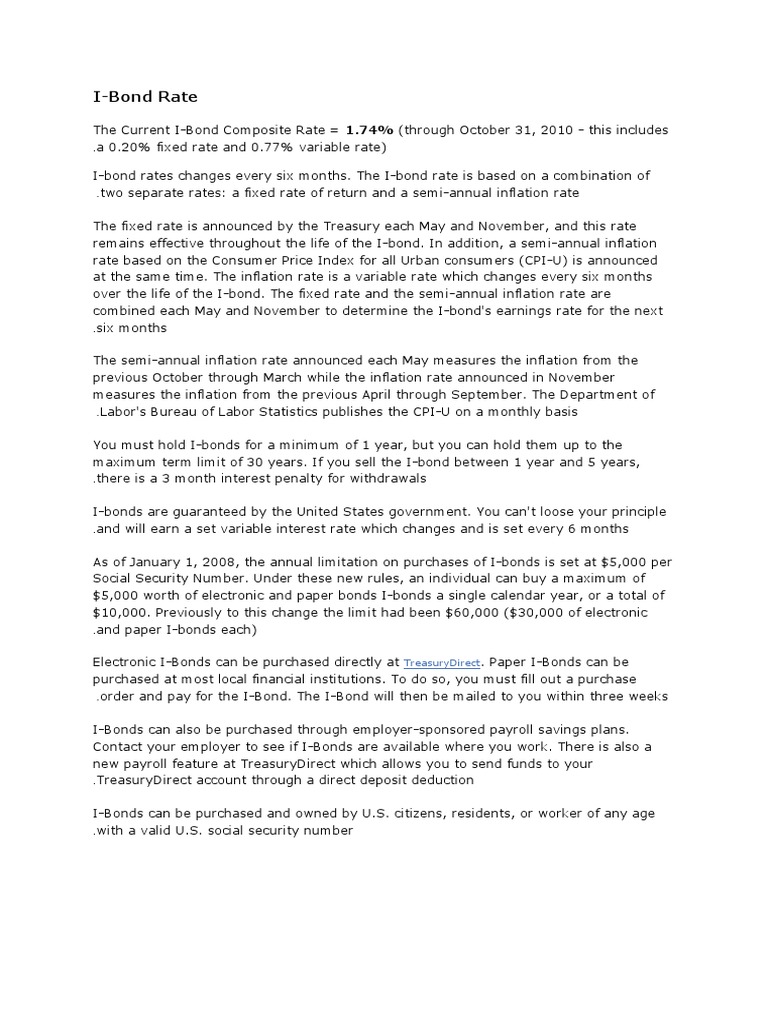 IBond Rate Treasurydirect PDF Bonds (Finance) Yield (Finance)