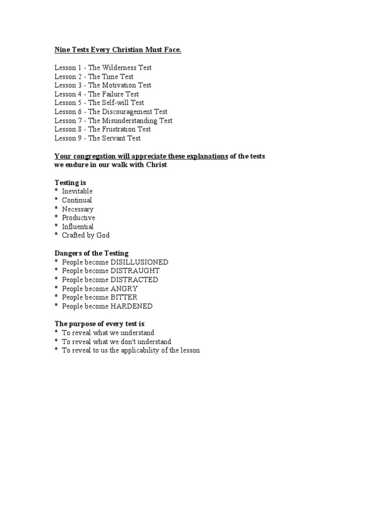 Essential Tests for Every Christian | PDF | Self-Improvement