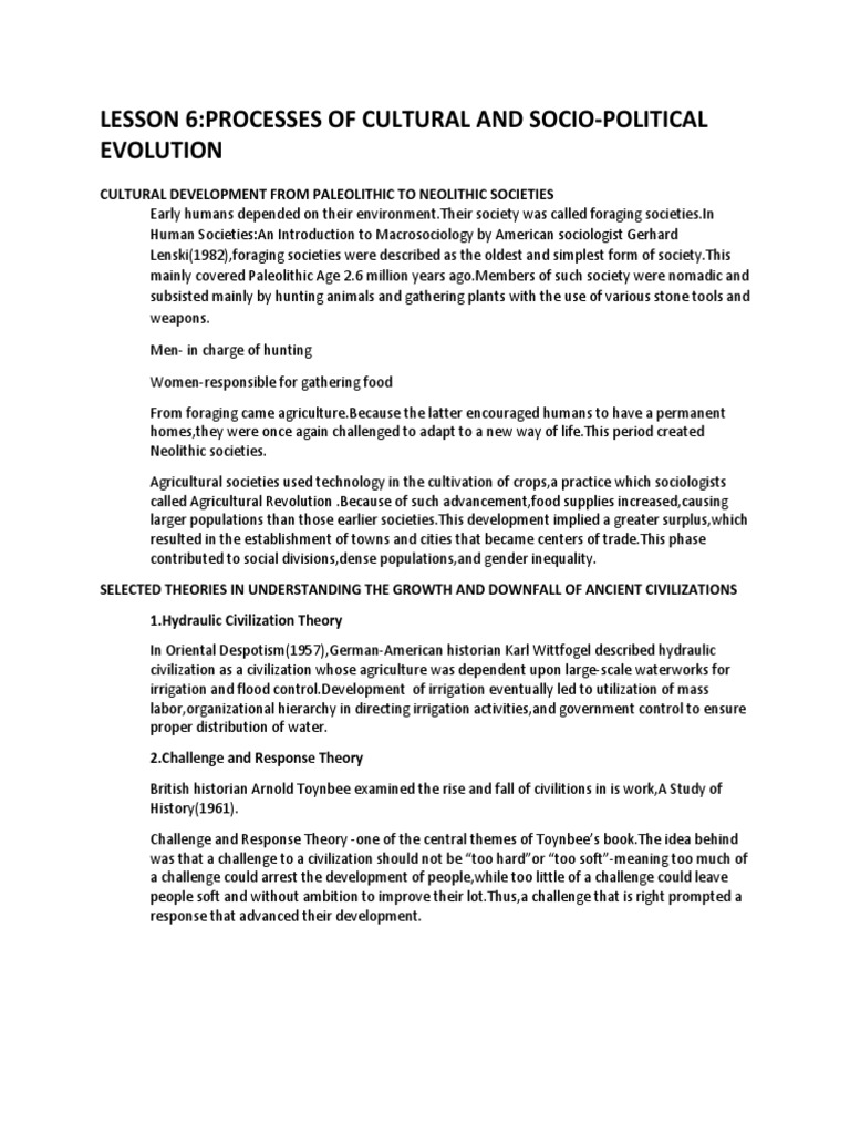Processes of Cultural and Socio-Political Evolution Summary | Download ...