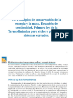 3.5 Principios de Conservación de La Energía y La Masa. Ecuación de Continuidad. Primera Ley de La Termodinámica para Ciclos y Procesos en Sistemas Cerrados