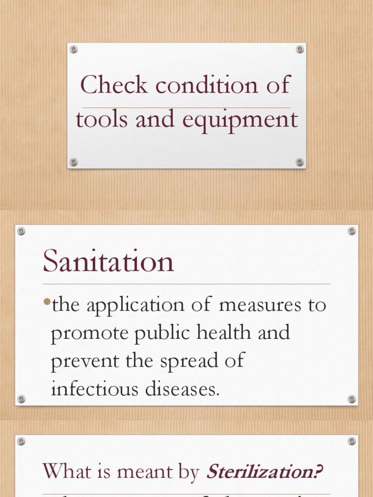 Equipment Condition and Sanitation Guide | PDF | Disinfectant ...