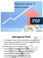 Design, Style and Culture of Control System