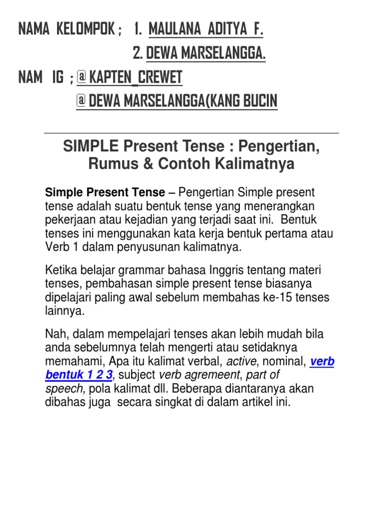 Artikel Contoh Kalimat Simple Present Tense : Belajar Simple Present Pengertian Rumus Dan Contoh Dalam Bahasa Inggris Necerz Com / Demikian artikel pembahasan tentangcontoh kalimat simple present tense nominal, semoga bermanfaat dan jangan lupa ikuti postingan kami berikutnya.