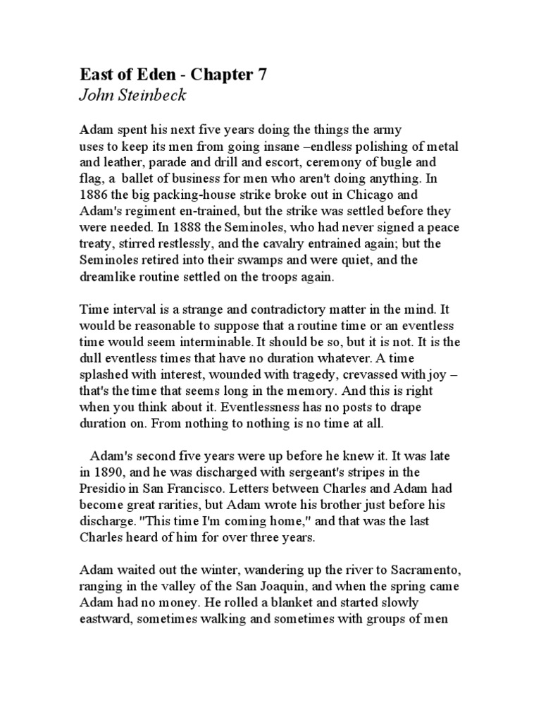 East Of Eden By John Steinbeck Nature