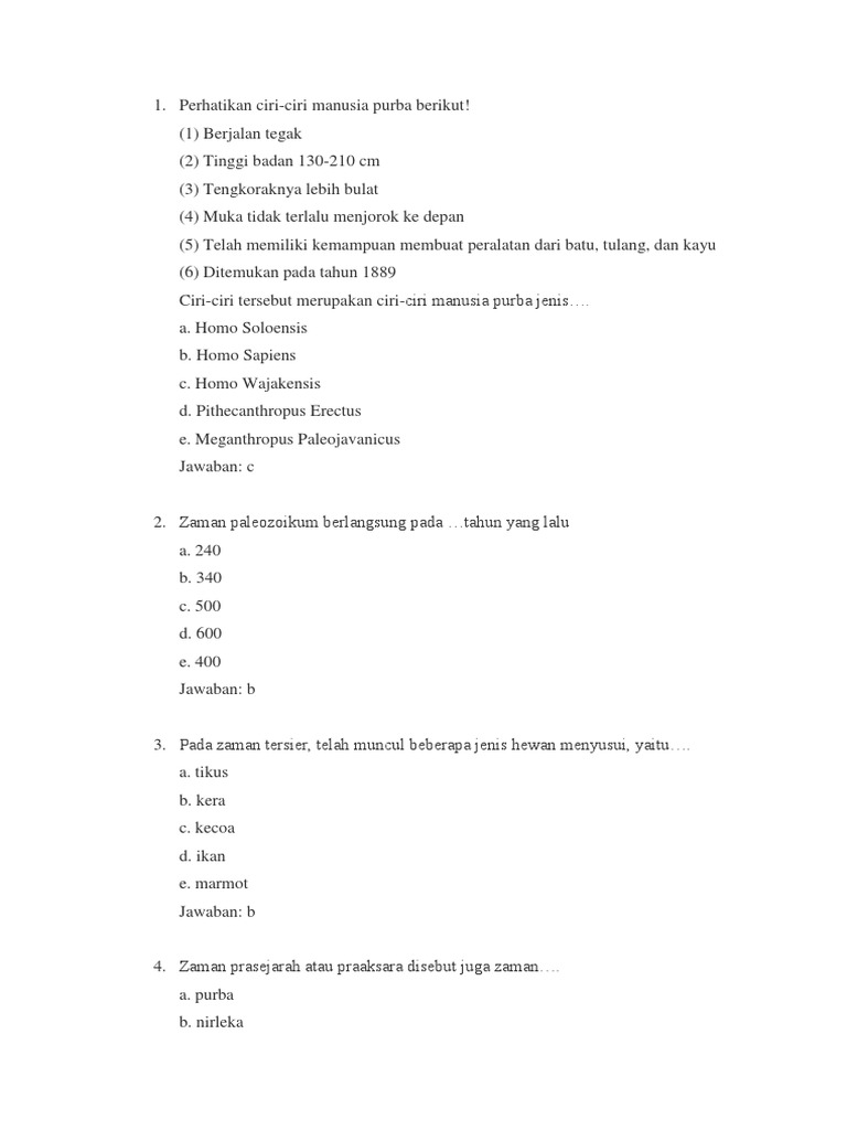 Bank Soal Sej Wajib X Docx