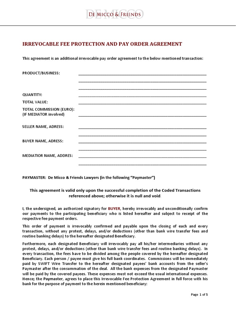 Paymaster Agreement Template PDF Financial Transaction Payments
