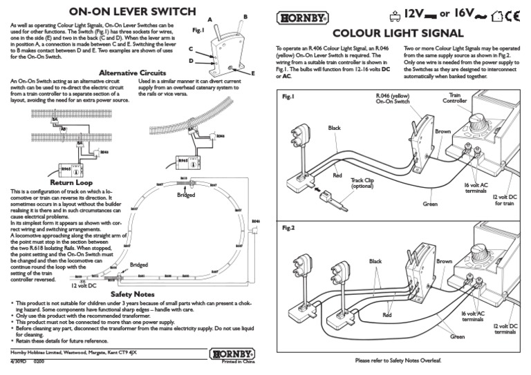 Hornby Hobbies Ltd  R046  Lever Switch 'on-on' 