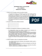 Señales de Tránsito: Cuestionario para la Evaluación de la Unidad 2