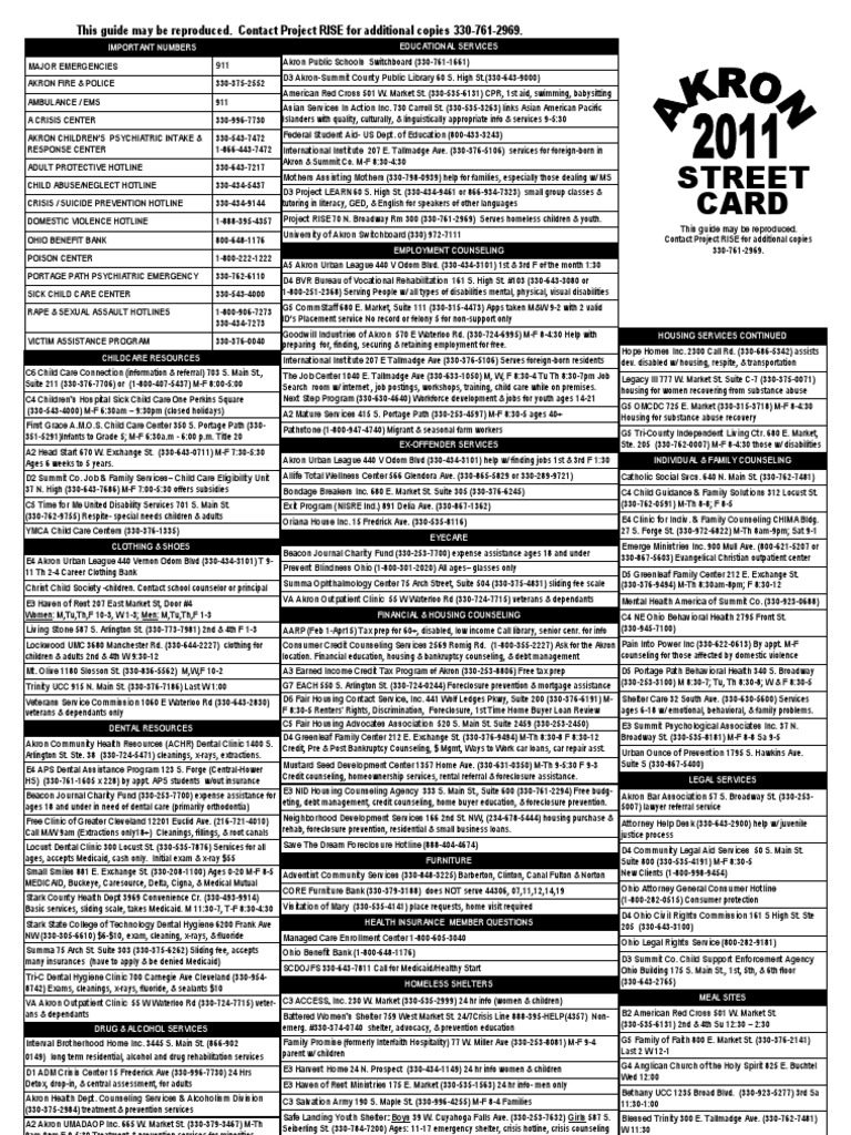 2011 Akron Street Card Akron Child Care