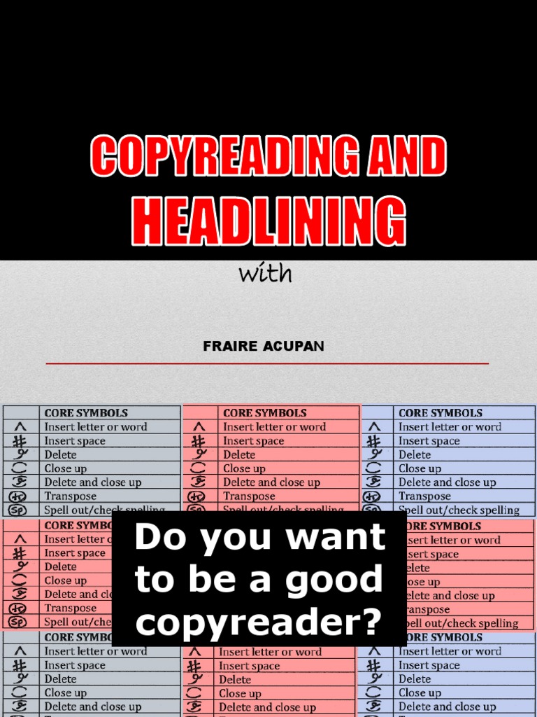 Mastering Copyreading and Headlining | PDF | Copy Editing | Proofreading