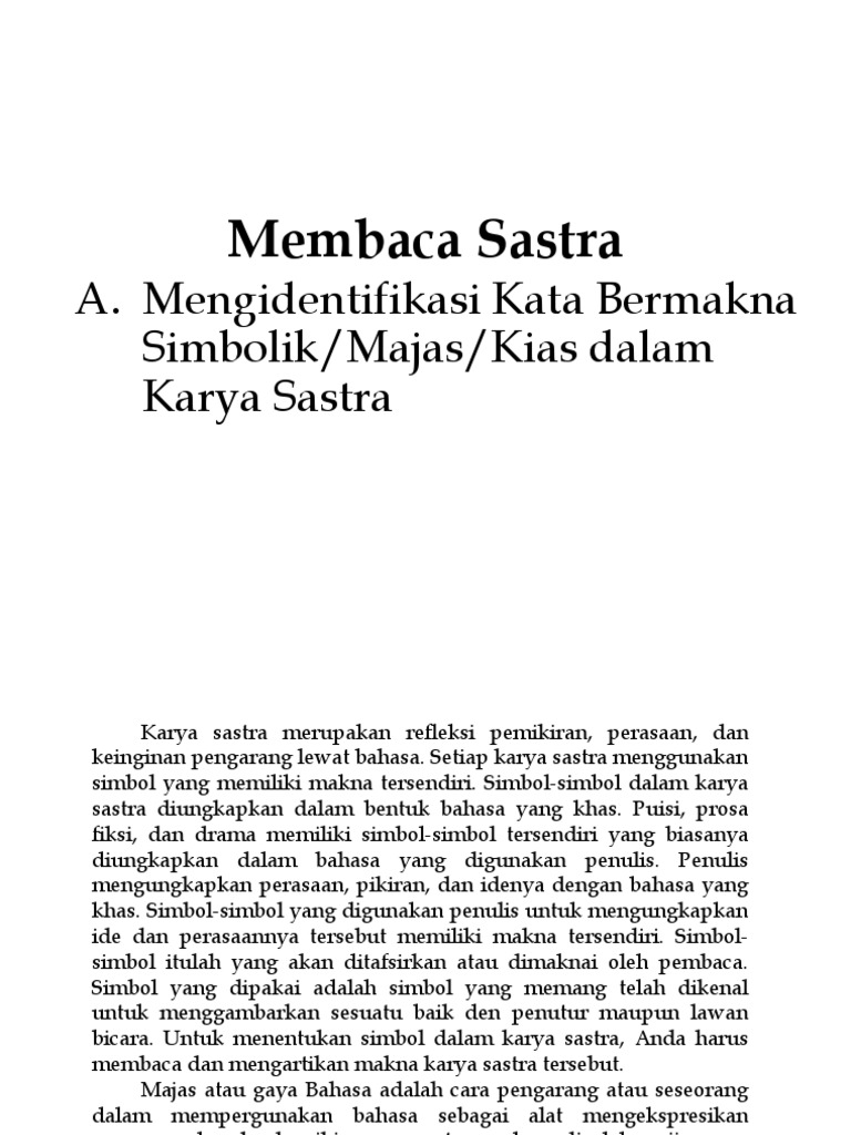 2a Mengidentifikasi Kata Bermakna Simbolik Atau Majas Atau Kias Dalam Karya Sastra Pptx