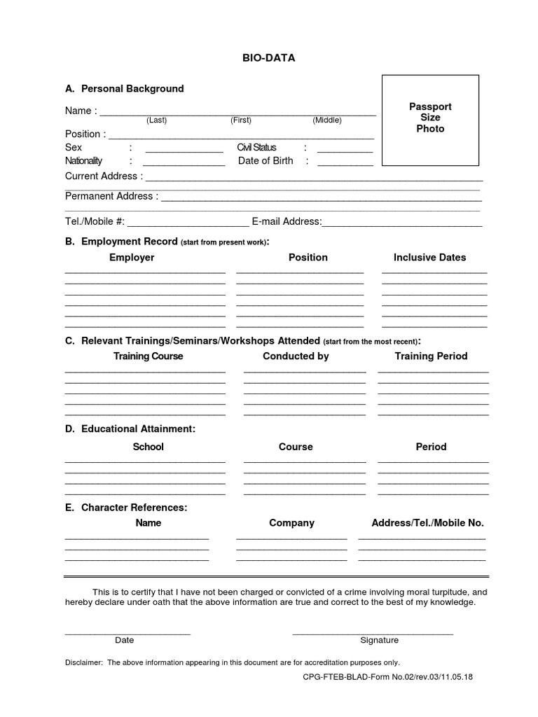 Biodata Form Template | PDF | Crime & Violence | Crime Thriller