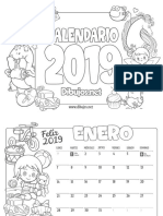 Calendario Infantil 2019 para Colorear PDF