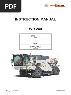 WR 240 Instruction Manual | PDF | Engines | Lubricant