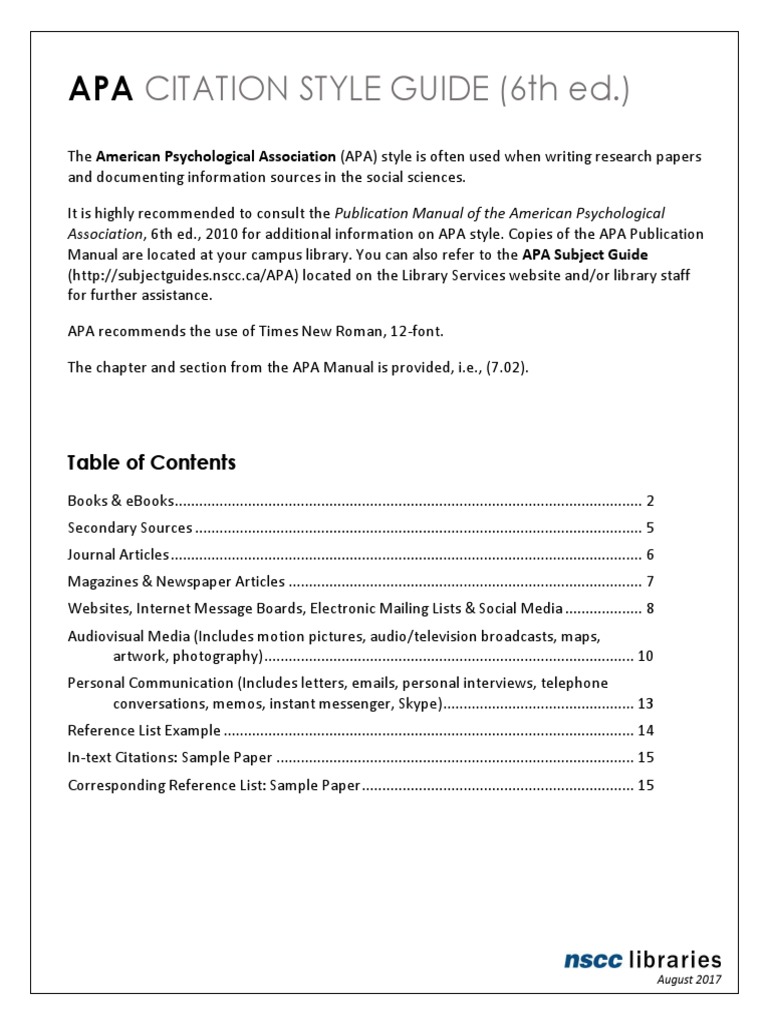 Basic Apa Guide Page 14 15 Docx American Psychological Association Citation