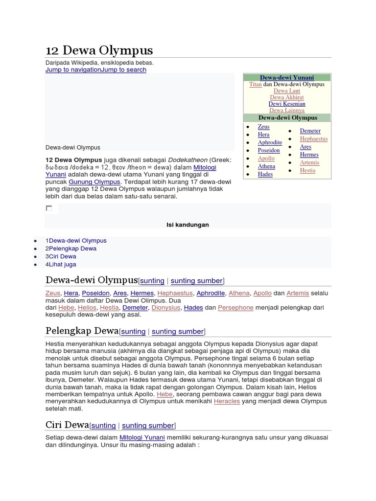 Dewa-Dewi Olympus Yunani | PDF