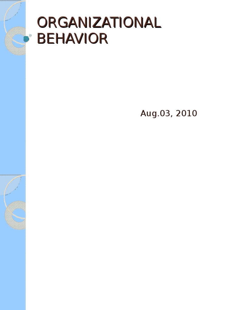 Organizational Behavior | PDF | Self Concept | Id