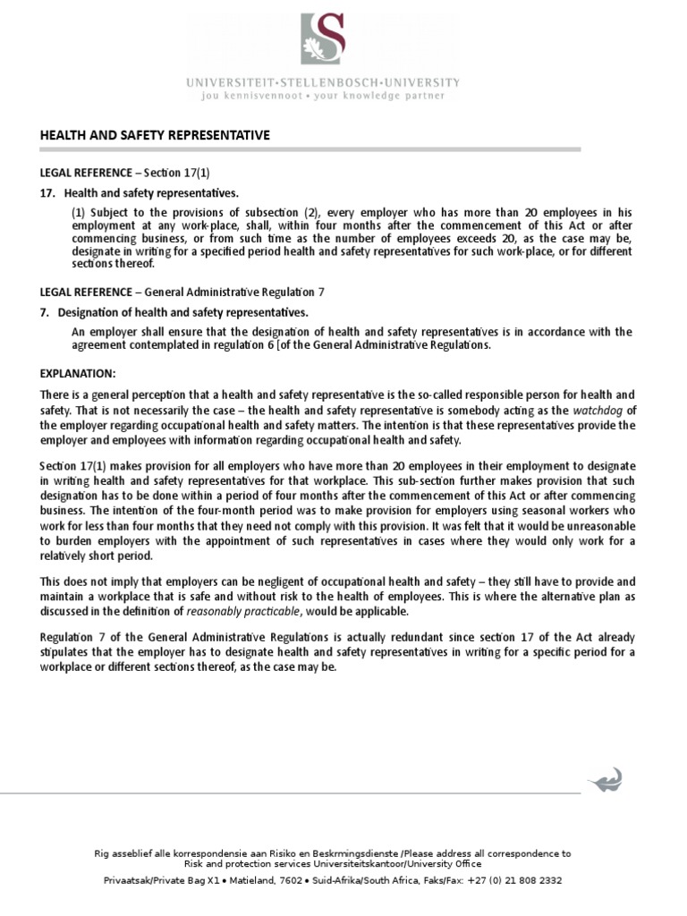 Appointment of Health and Safety Representative PDF Occupational