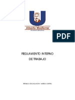 Reglamento Interno de Trabajo: Republica de El Salvador.-America Central