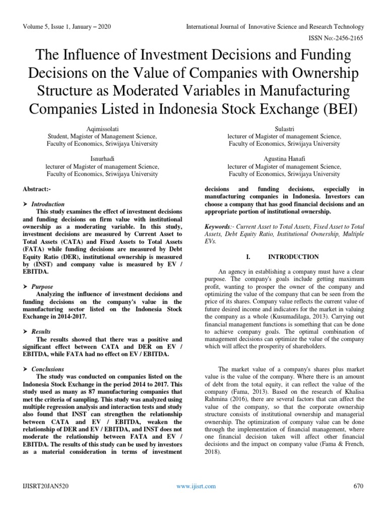Investment & Funding Impact on Company Value | PDF | Regression ...