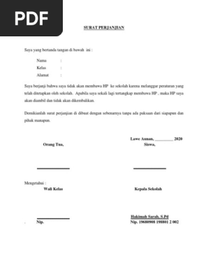 Contoh Surat Perjanjian Tidak Membawa Hp Di Sekolah Malaysia