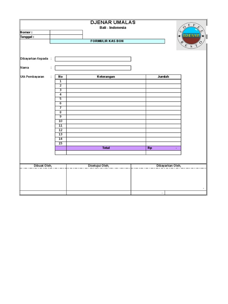 Formulir Kas Bon Karyawan | PDF