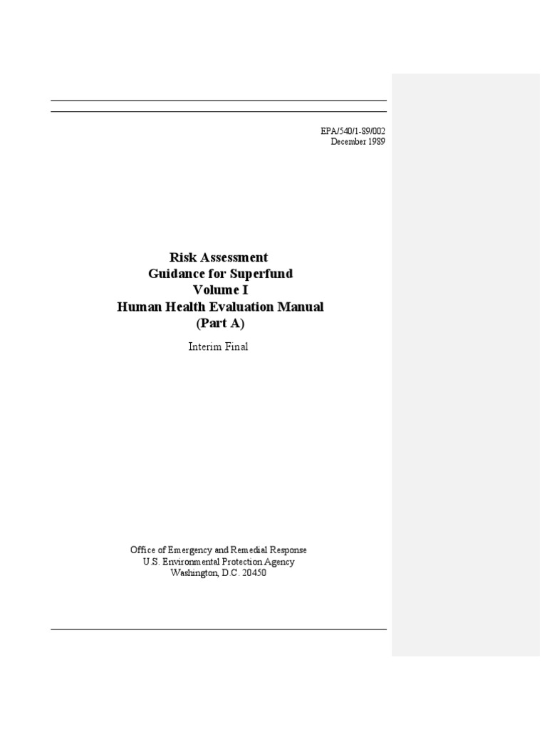 Epa Risk Assessment Pdf Superfund Nature
