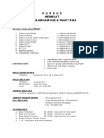 K U R S U S Membuat Aneka Macam Kue & Taart Rias: Materi Yang Diajarkan